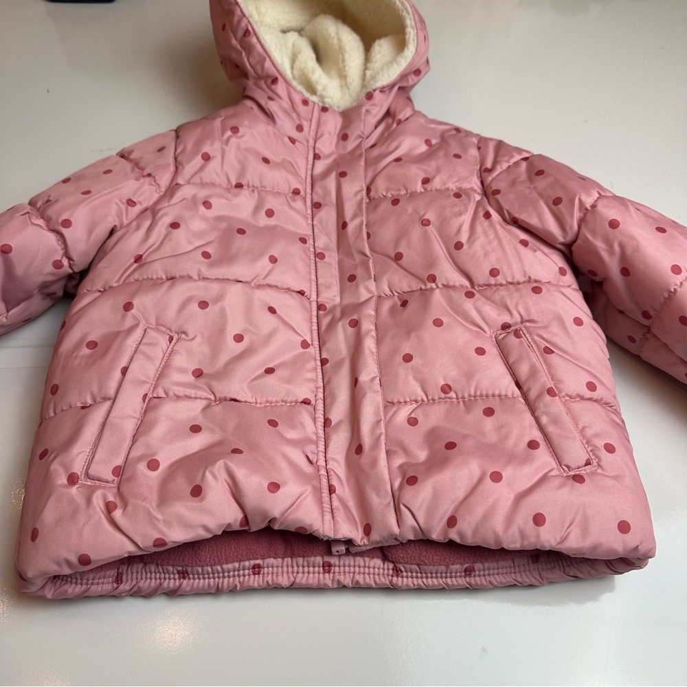 OshKosh B’gosh Pink Polka Dot Fleece Hooded Jacket | 18–24M - Picture 2 of 10
